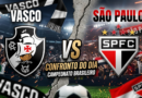 Escudos de Vasco x São Paulo em imagem de confronto do Brasileirão