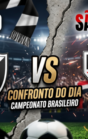 Escudos de Vasco x São Paulo em imagem de confronto do Brasileirão